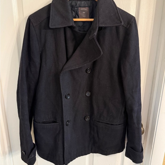 GAP Men's Classic Black Peacoat Wool Blend SZ. Medium - Picture 2 of 6